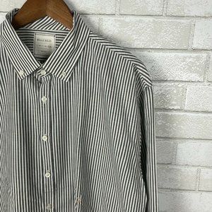 Mens XXL Billy Reid Slim Cut Vertical Thin Stripes Embroidered Logo LS/BD Shirt